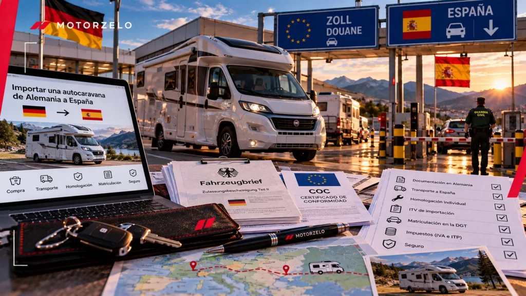 Camper alemana aparcada lista para su importación a España