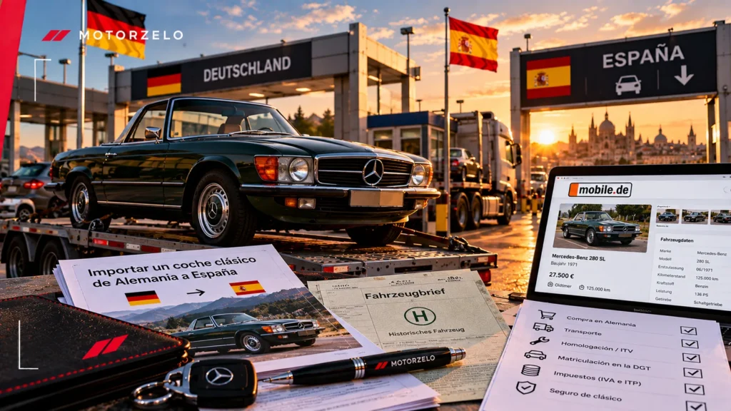 Coche clásico alemán restaurado antes de su importación a España