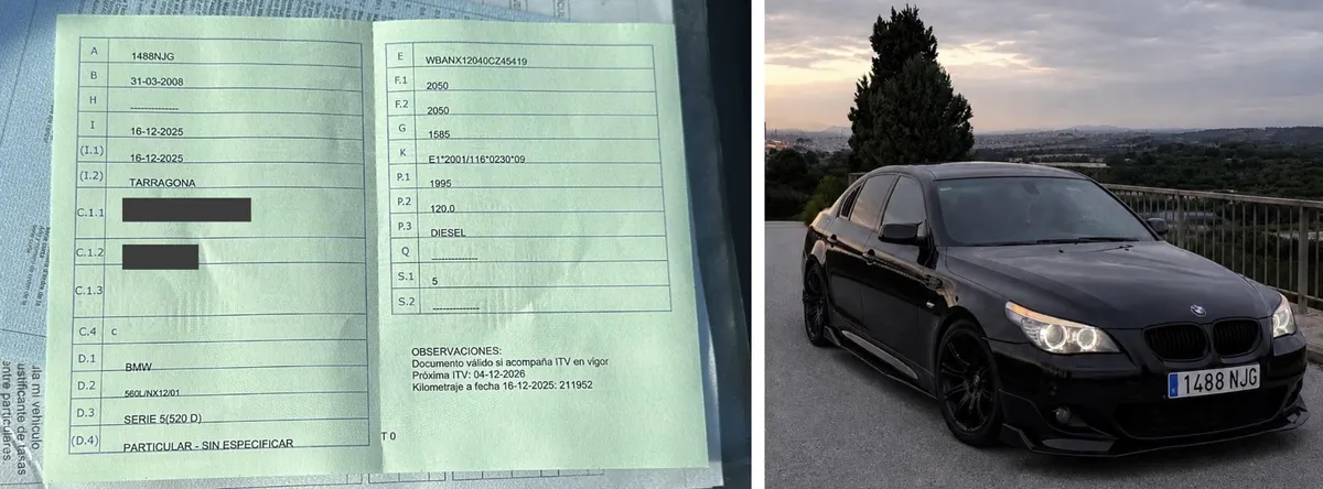 Permiso de circulación español definitivo y el coche importado con su matrícula española
